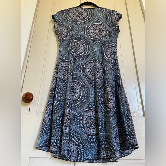 Mexicali Blues Casual Blue and Gray A-line Midi Dress Comfy Stretch Boho Summer - Picture 11 of 11